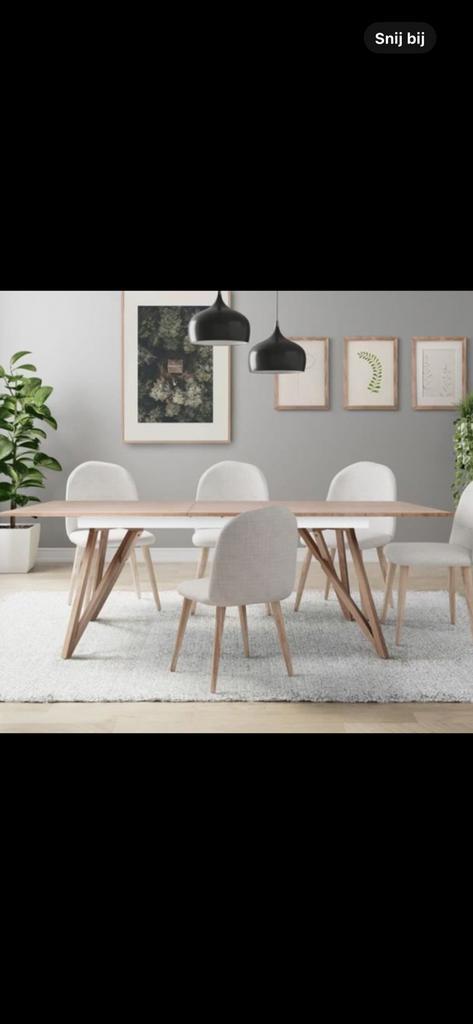 Uitschuifbare eettafel Sawyer – essenfineer Scandinavisch, Huis en Inrichting, Tafels | Eettafels, Zo goed als nieuw, 50 tot 100 cm