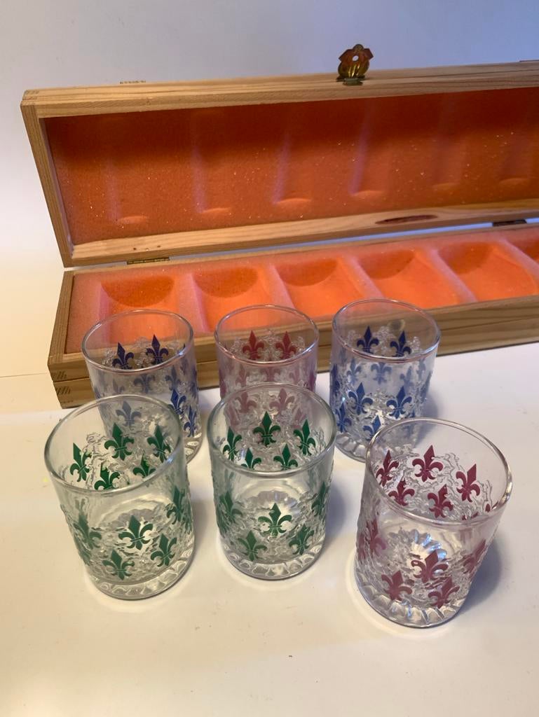 Vintage Senator Brandy Glazen Kist met 6 glaasjes, Ophalen of Verzenden