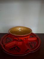 Vintage Flora Tokio Gouda Serveerbord met Kom, Huis en Inrichting, Gebruikt, Porselein of Keramiek, Schaal, Rond