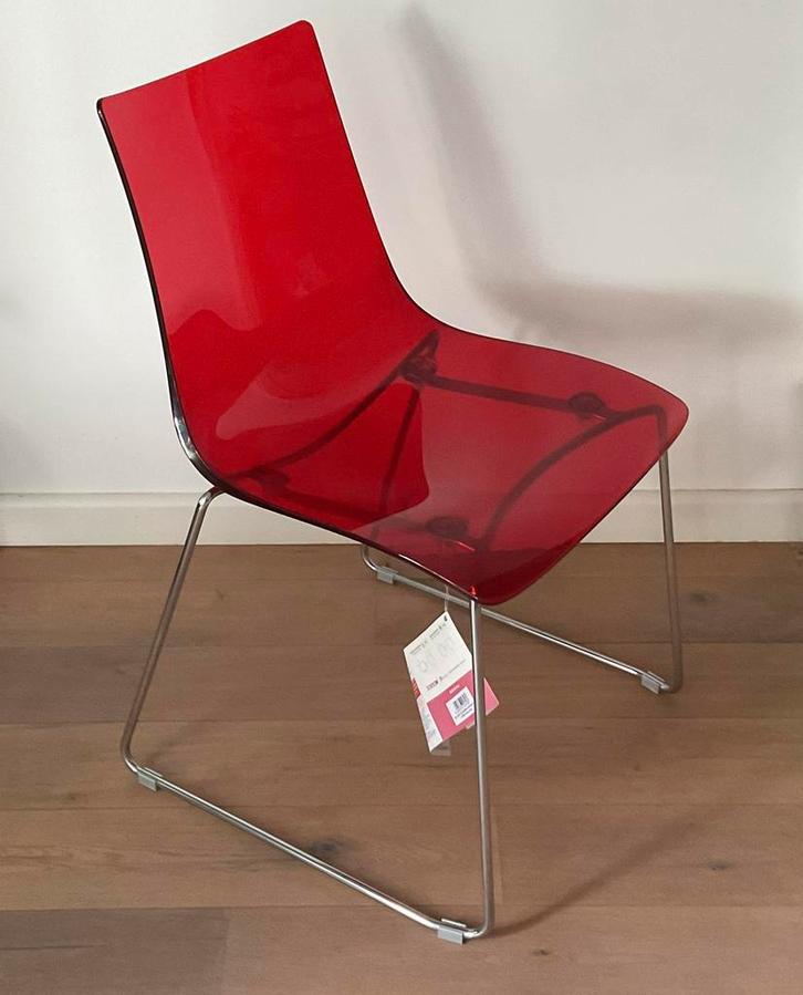 Scab Zebra Antishock rood transparant met slee onderstel, Huis en Inrichting, Stoelen, Zo goed als nieuw, Eén, Rood, Ophalen of Verzenden