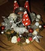 Leuke kandelaar met paddestoelen en kerstballen een hert, Huis en Inrichting, Woonaccessoires | Kandelaars en Kaarsen, Overige materialen