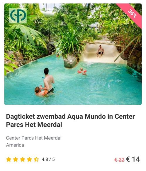 Aqua Mundo Meerdal tickets 3x geldig van 1 t/m 30 september, Tickets en Kaartjes, Kortingen en Cadeaubonnen, Drie personen of meer