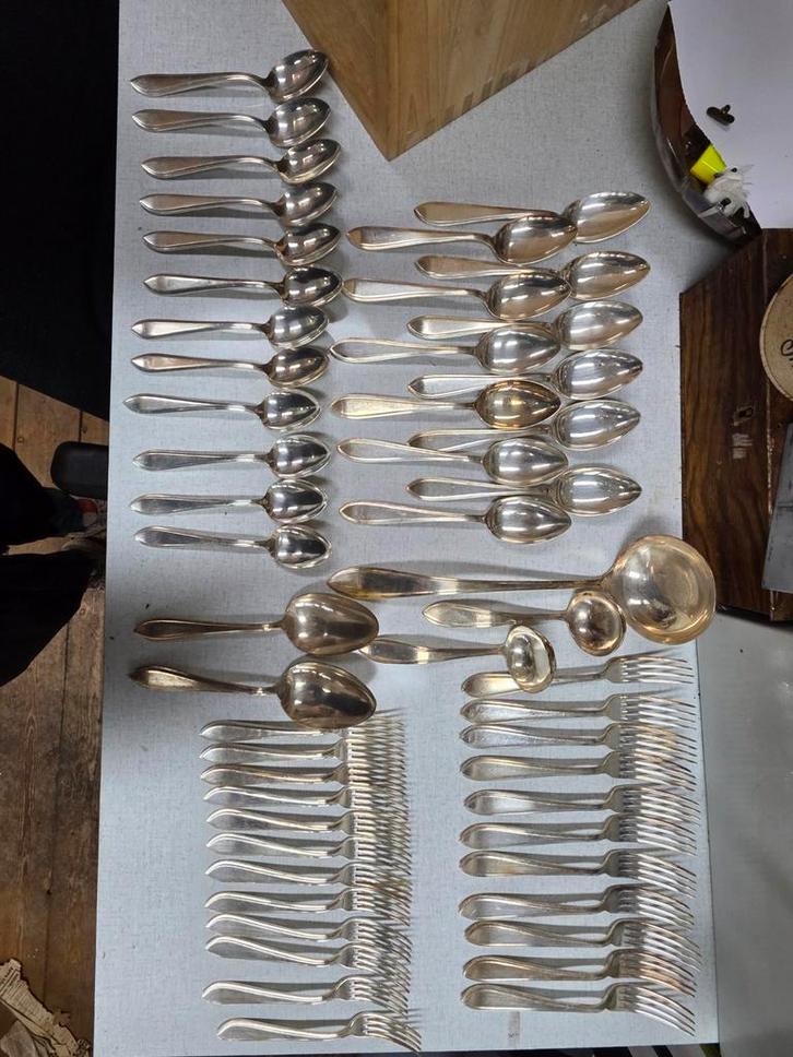 Sola 90 Verzilverd Puntfilet Bestek, Antiek en Kunst, Antiek | Bestek, Ophalen of Verzenden