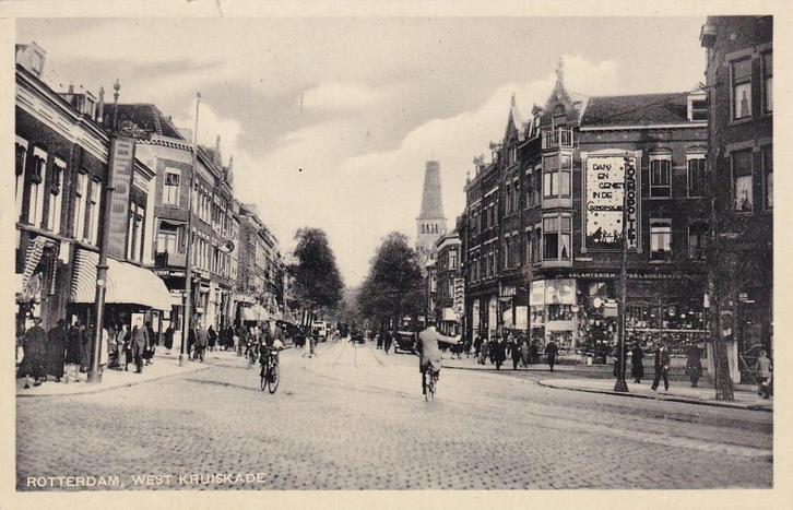 678M Rotterdam, West-Kruiskade, reclame voor Cosmopoliet, Verzamelen, Ansichtkaarten | Nederland, Gelopen, Zuid-Holland, 1920 tot 1940