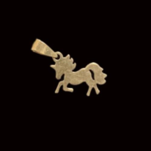 Eenhoorn bedelhanger van 8 karaat goud, Sieraden, Tassen en Uiterlijk, Kettinghangers, Zo goed als nieuw, Goud, Goud, Dier, Verzenden