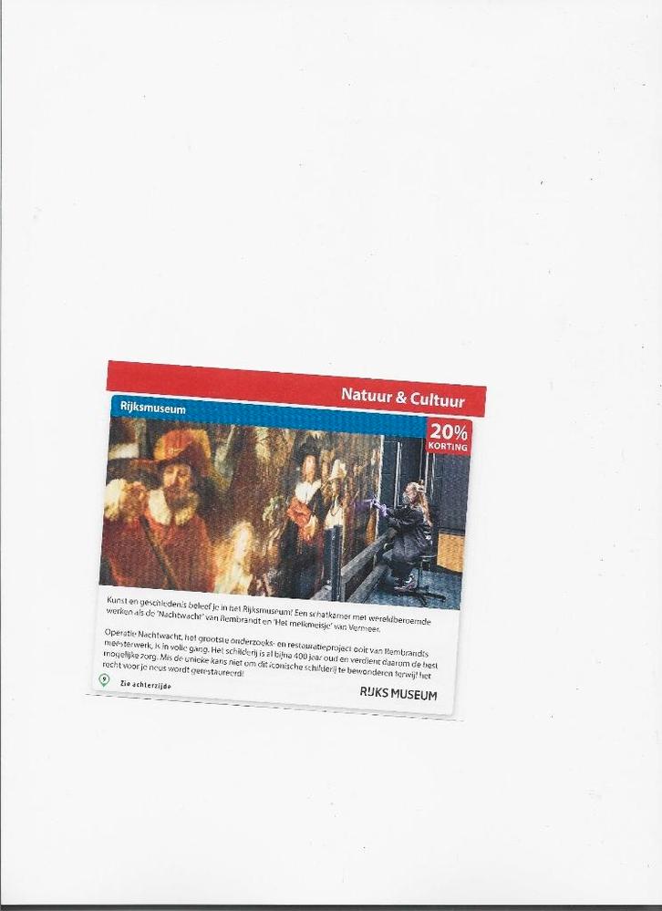 Kortingsbon: Rijksmuseum, Tickets en Kaartjes, Kortingen en Cadeaubonnen, Drie personen of meer, Overige typen, Kortingsbon