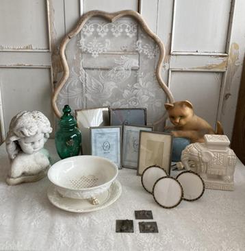 Brocante borstbeeldje - vaasje - fotolijstjes - olifant beschikbaar voor biedingen