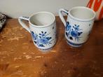 2 delfs blauw bierpullen handgeschilderd, Ophalen of Verzenden