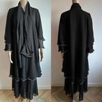 Abaya kaftan jurk vest zwart srass jas jasje S M kimono top, Nieuw, Onder de knie, Maat 36 (S), Zwart