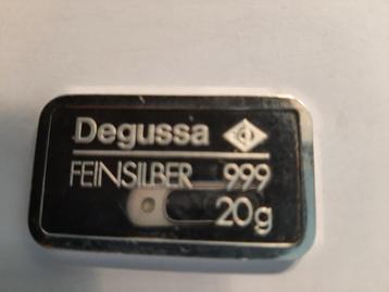 zilverbaar, ZILVER BAAR DEGUSSA feinsilber 20 gram 999.0 beschikbaar voor biedingen