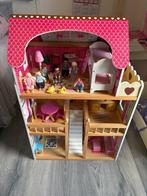 Poppenhuis met meubels en poppentjes, Ophalen, Zo goed als nieuw, Poppenhuis