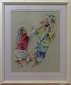 Handballers, ingelijst 119 x 99cm / Twan van de Vorstenbosch, Ophalen