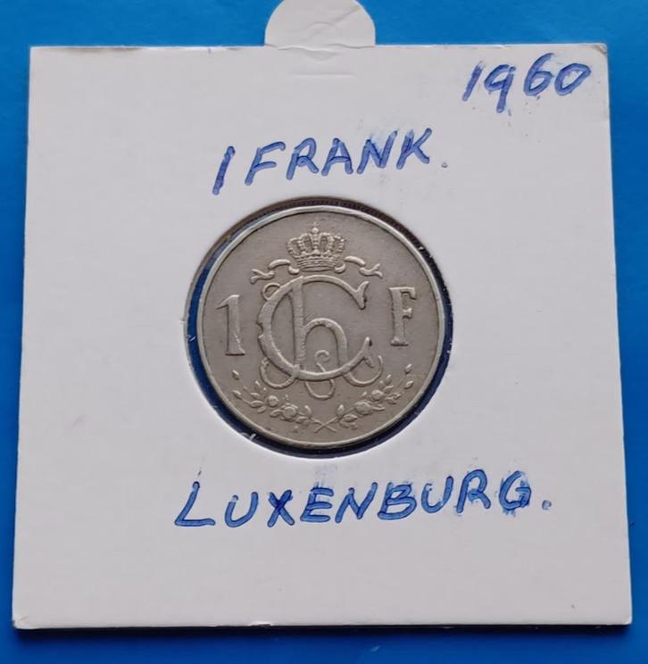 Luxemburg 1 Franc - 1960, Postzegels en Munten, Munten | Europa | Niet-Euromunten, Losse munt, Overige landen, Verzenden