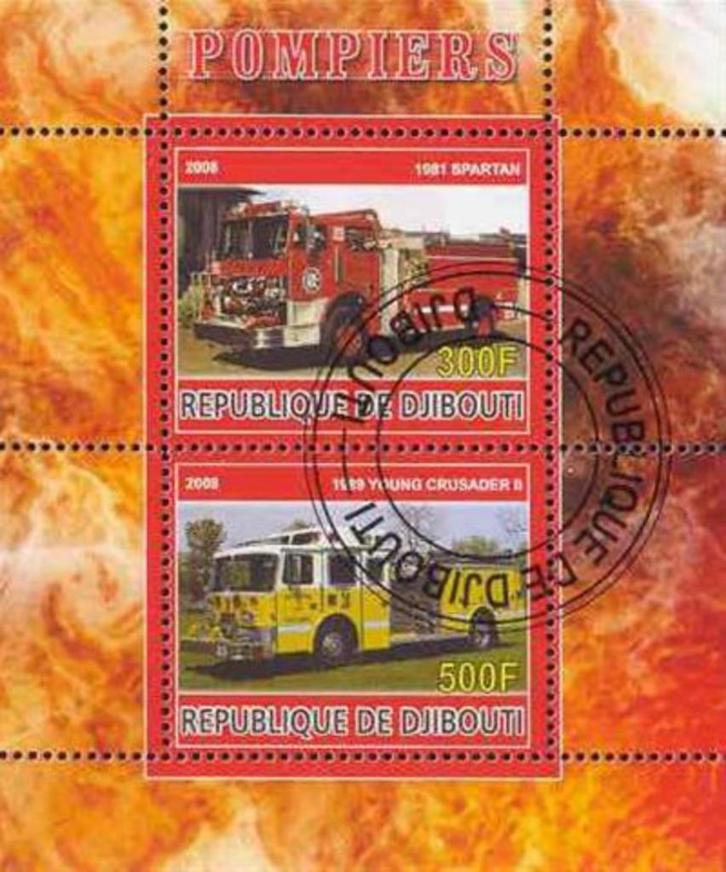 Brandweer - Djibouti 2008 - Gestempeld II, Postzegels en Munten, Postzegels | Thematische zegels, Gestempeld, Auto's, Verzenden