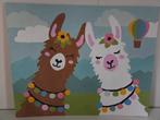 Schilderijtje alpaca's 30x24 cm NIEUW, Ophalen of Verzenden, Nieuw, Wanddecoratie