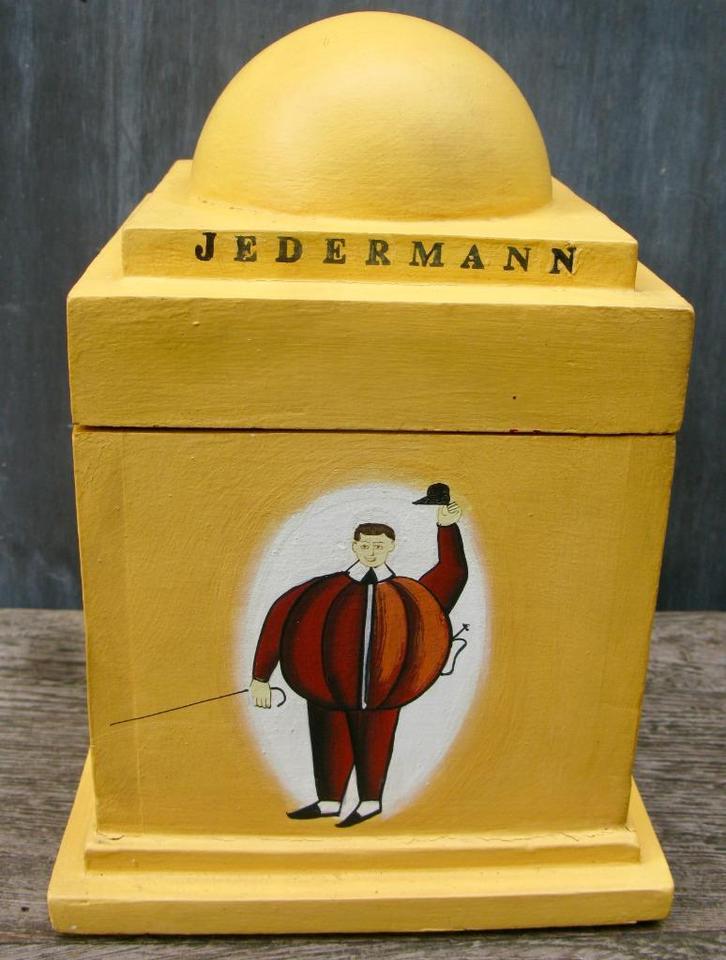 ALESSI TWERGI HOUTEN DOOS "FAT MAN" 1994, Antiek en Kunst, Kunst | Designobjecten, Ophalen of Verzenden