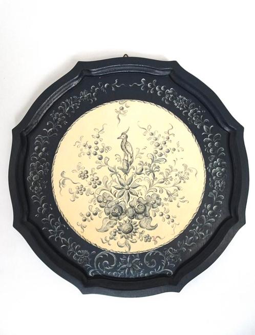 Vintage antiek wandbord hout vogel handbeschilderd Friesland, Antiek en Kunst, Antiek | Wandborden en Tegels, Verzenden