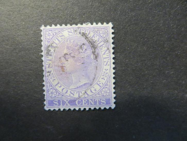 A06194: Straits Settlements QV 6 c CA, Postzegels en Munten, Postzegels | Azië, Ophalen of Verzenden
