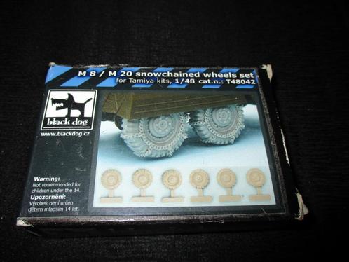 D-370,BLACK DOG 1-48,NO,T48042,snowchained wheels set Tamiya, Hobby en Vrije tijd, Modelbouw | Auto's en Voertuigen, Nieuw, Verzenden
