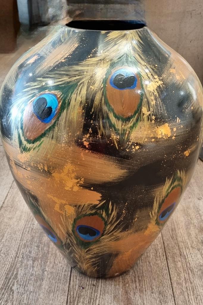 Van Schaik Martinet Vaas met Pauwenveren, Antiek en Kunst, Antiek | Vazen, Ophalen