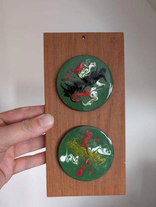Vintage emaille en koper tegel, Antiek en Kunst, Antiek | Emaille, Ophalen of Verzenden