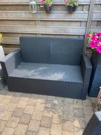 Tuinbank zwart rattan, Ophalen, Gebruikt, Kunststof