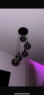 Moderne hanglamp met vijf glazen bollen, Huis en Inrichting, Ophalen of Verzenden, Zo goed als nieuw, Glas, Minder dan 50 cm