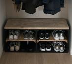 Zwart Houten Schoenbank met Steigerhout, Ophalen, Gebruikt