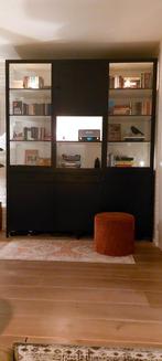 Zwarte stalen kast - old basics, Ophalen, Zo goed als nieuw, 25 tot 50 cm, 200 cm of meer