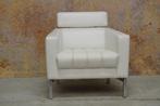 ZGANieuw! strakke witte leren Gealux design fauteuil!, Huis en Inrichting, Fauteuils, 75 tot 100 cm, Design, Metaal, 75 tot 100 cm