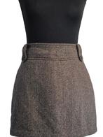 Vintage tweed wollen minirok, Maat 38/40 (M), Bruin, Ophalen of Verzenden, Zo goed als nieuw