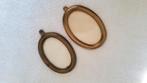 2 Antiek zwaar koperen ovalen fotolijstjes., Antiek en Kunst, Ophalen of Verzenden
