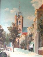 George Jan Dispo  (1922-1973)  - Kerk Delft - olieverf, Antiek en Kunst, Kunst | Schilderijen | Klassiek, Ophalen of Verzenden