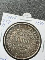 Brazilië hele mooie 2000 reis 1851, Ophalen of Verzenden, Zuid-Amerika, Losse munt, Zilver