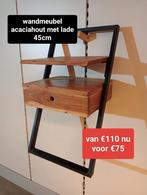 Nieuw wandmeubel acaciahout met lade 45cm nu voor €75, ., Nieuw, Ophalen of Verzenden, 65 cm of meer