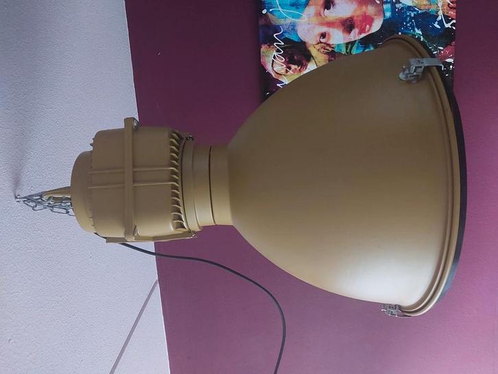 Industriële hanglamp groen – grote fabriekslamp, Huis en Inrichting, Lampen | Hanglampen, Zo goed als nieuw, Ophalen