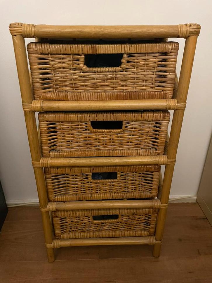 Ladenkastje Bamboe & Riet, Huis en Inrichting, Kasten | Ladekasten, Zo goed als nieuw, Minder dan 100 cm, 50 tot 100 cm, 25 tot 50 cm