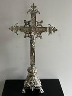 Antiek groot metalen Kruis beeld 56.5 cm, Antiek en Kunst, Antiek | Religie, Ophalen of Verzenden