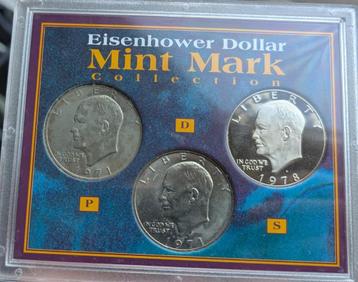 US Eisenhower Dollar Collectie (P, D & S) –3 dollarmunten beschikbaar voor biedingen