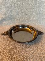 Verzilverde schaal met hazewindhond decoratie - 19 cm, Antiek en Kunst, Antiek | Goud en Zilver, Ophalen of Verzenden