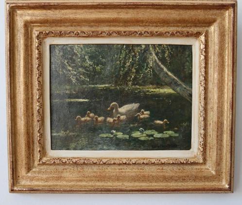 Constant Artz (1870 - 1951), familie eenden schilderij, Antiek en Kunst, Kunst | Schilderijen | Klassiek, Ophalen of Verzenden