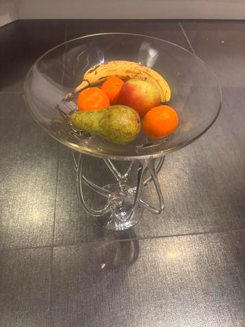 Design glazen fruitschaal op hoge voet (zonder fruit) beschikbaar voor biedingen