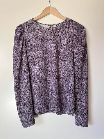Stijlvolle Paarse Blouse met Zwarte Stippen– Eksept – Maat S beschikbaar voor biedingen