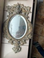 Antieke patina messing spiegel, Ophalen of Verzenden, Ovaal, Minder dan 50 cm