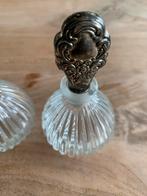 Antiek Parfumflesje met Verzilverde Stop, Antiek en Kunst, Ophalen of Verzenden
