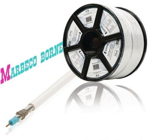 Coax kabel op haspel CATV, 100 m, rond 7 mm, 4G, LTE-Proof, Audio, Tv en Foto, Audiokabels en Televisiekabels, Nieuw, Coaxiale kabel