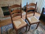 2 stuks eiken stoelen met rieten zitting, Huis en Inrichting, Stoelen, Ophalen, Gebruikt, Bruin