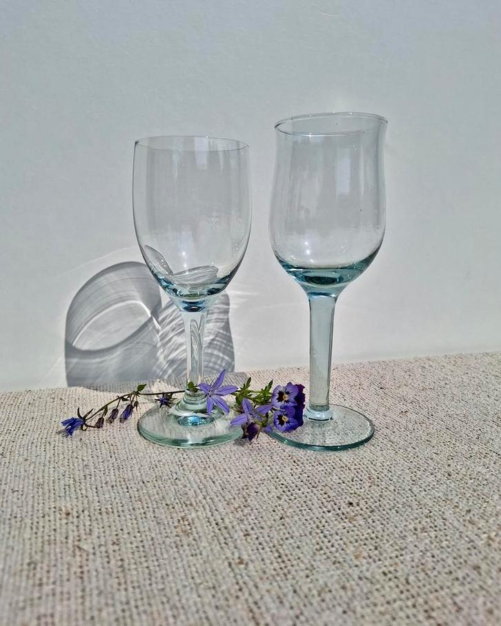 Vintage wijn glazen blauw glaswerk dinerparty, Verzamelen, Glas en Borrelglaasjes, Zo goed als nieuw, Overige typen, Ophalen of Verzenden