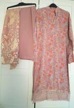 Maat S rose 3 delige shlwar kameez bloemen print indiase pak, Overige typen, Nieuw, Ophalen of Verzenden, Roze