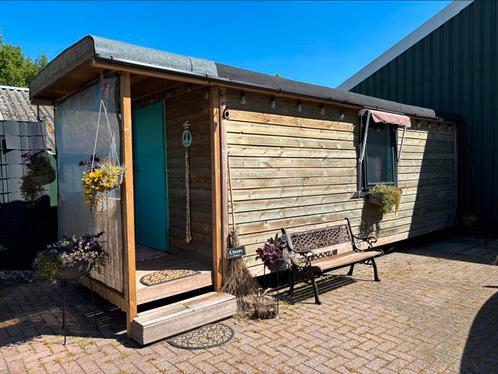 Pipowagen tinihouse woonwagen, Tuin en Terras, Tuinhuizen, Zo goed als nieuw, Hout, 3 ramen of meer, Ophalen